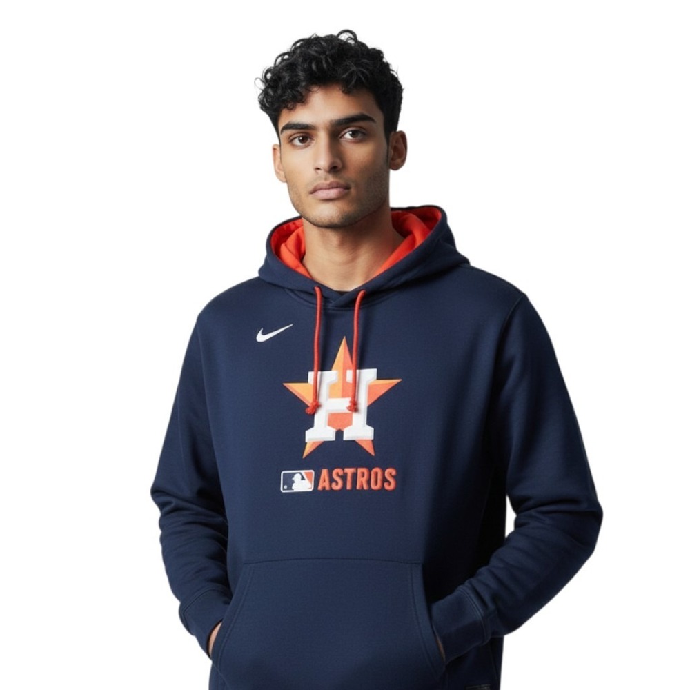 Nike MLB Houston Astros Therma-FIT Pullover Hoodie Navy Orange Men's Medium